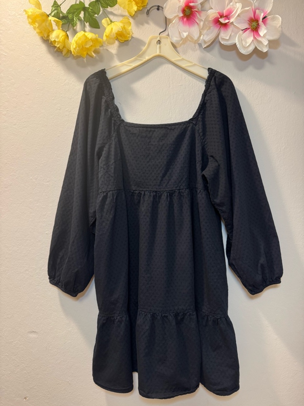 Universal Thread Black Square-Neck Mini Peasant Dress - Picture 1 of 10
